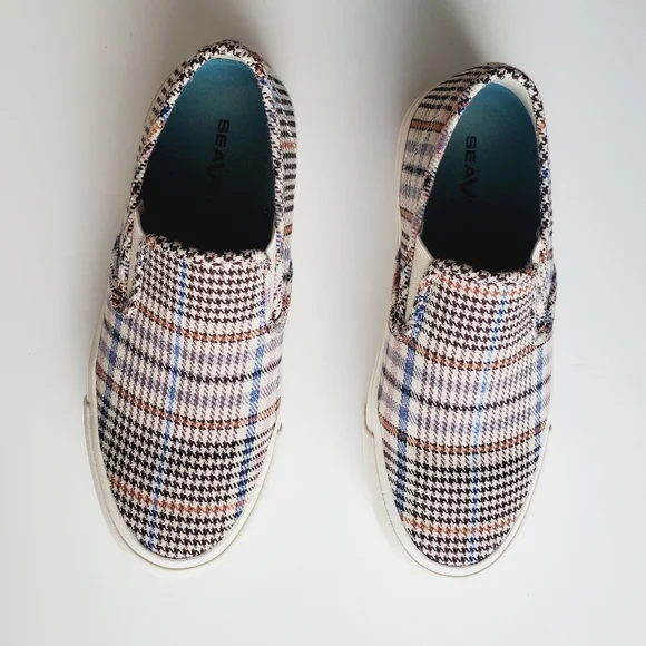 EUC Seavees Baja Slip On Platform Sneaker Plaid Flannel Womens 6 - Picture 3 of 10